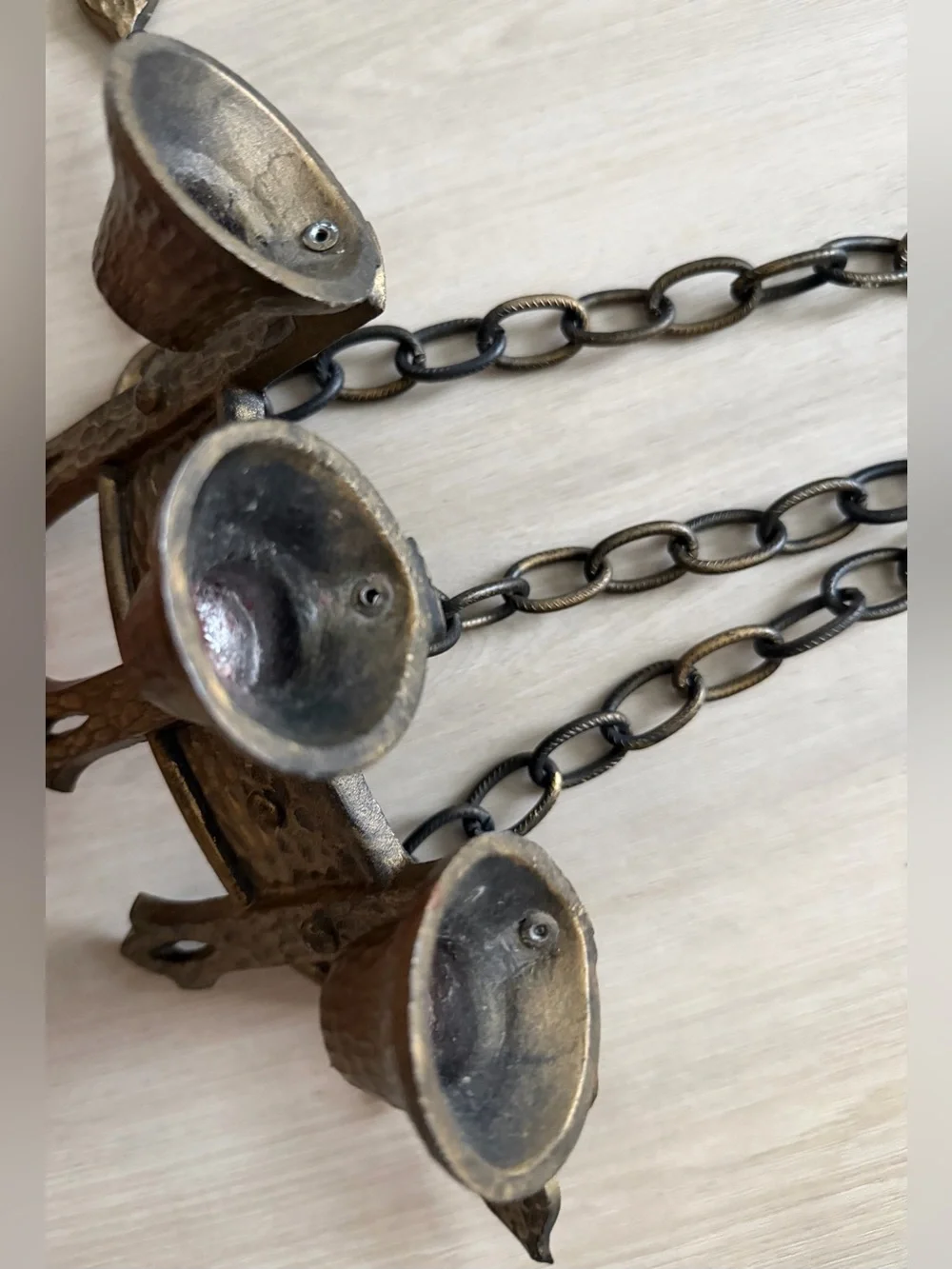 Vtg 1967 Sexton Cast Iron Gothic Castle Dungeon Wall Sconce w/Chains Pair Candle